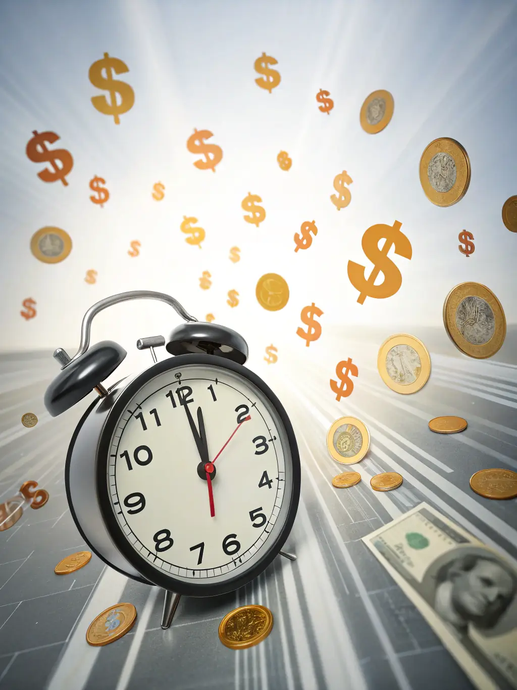 An image representing time saved, such as a clock with money growing around it, symbolizing the efficiency gains from outsourcing payroll.