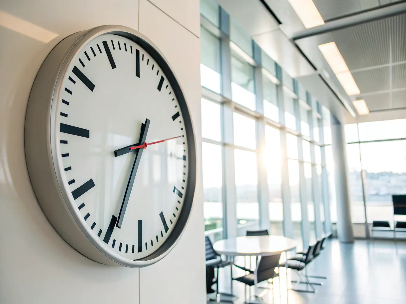 A person looking at the clock, symbolizing time savings.
